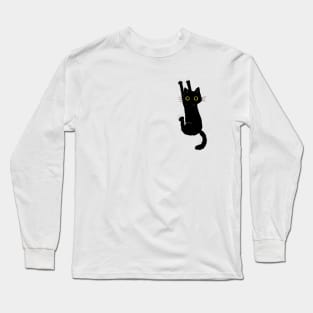 Black Cat Holding On Long Sleeve T-Shirt